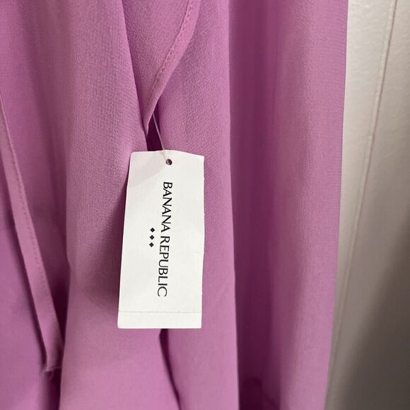 NWT BANANA REPUBLIC TOP Blouse Orchid Size S SHEER STRING tie - Picture 3 of 6